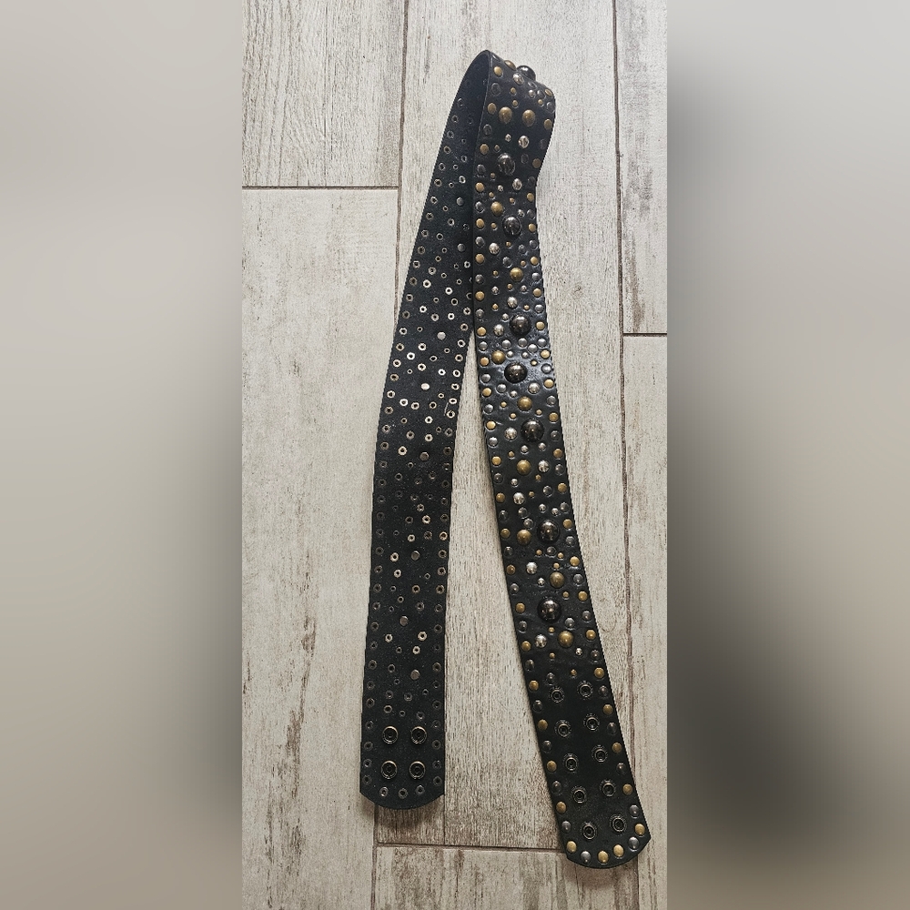 Studded Black Belt Adjustable Snap Closure XXL